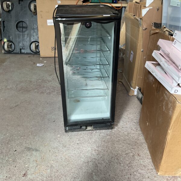 Used glass door beverage cooler for drinks and display.