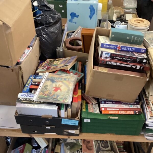 Vintage book lot including Giles cartoons and Britain at War.