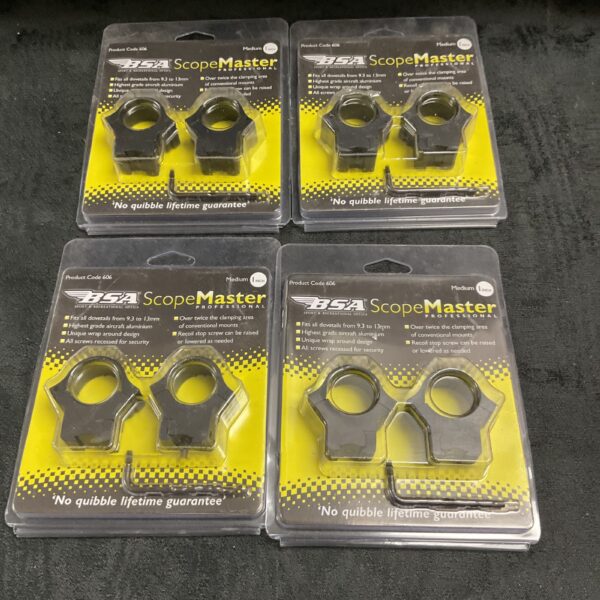 Vintage BSA Scopemaster medium scope mounts for rifles, used condition.