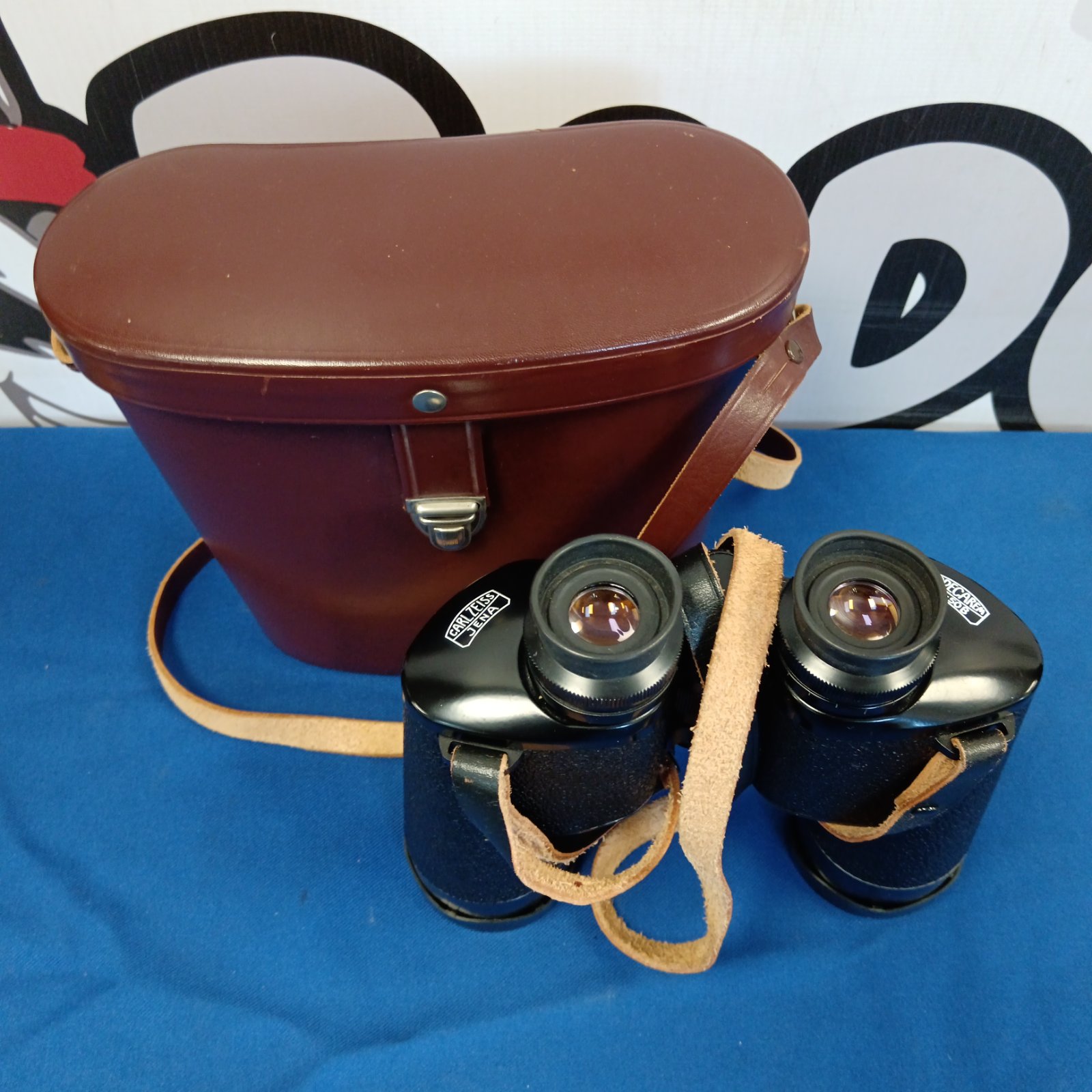 Vintage Carl Zeiss Jena Dodecarem binoculars in leather case.