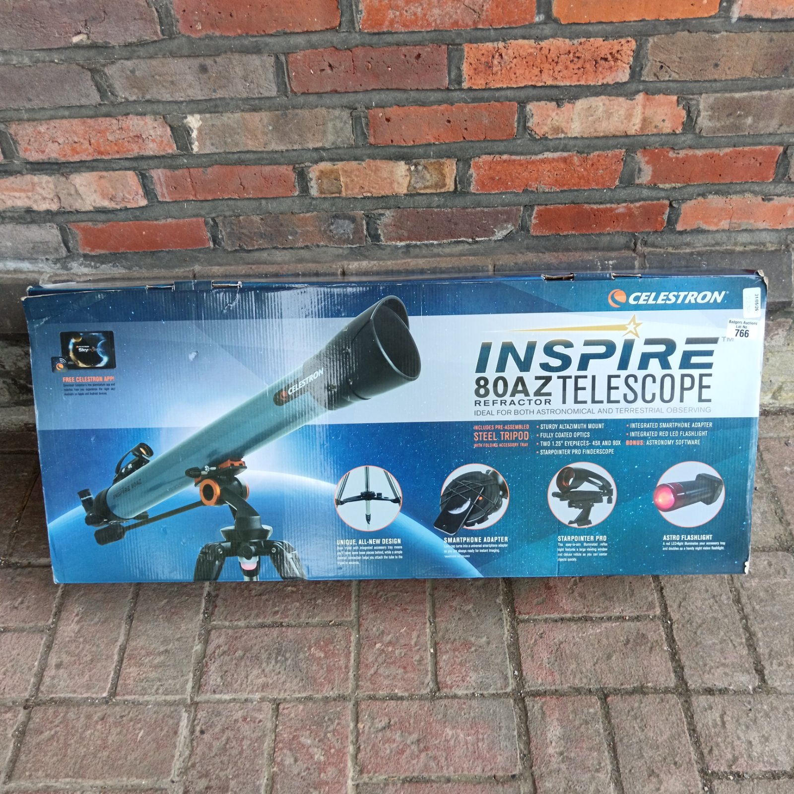 Celestron Inspire 80AZ refractor telescope in original packaging.