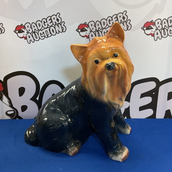 Large ceramic Yorkshire Terrier dog figurine, vintage collectible.