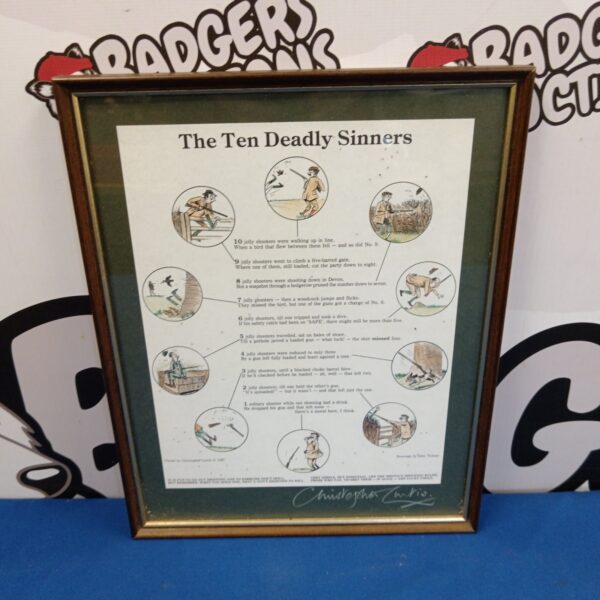 Vintage Christopher Curtis hunting print depicting "The Ten Deadly Sinners".