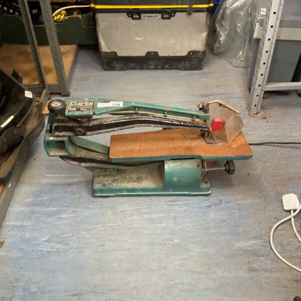 Vintage Clarke 18 inch scroll saw for woodworking projects.