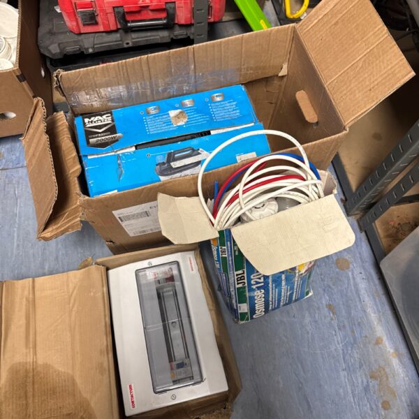 Contactum breaker box side view with other items.