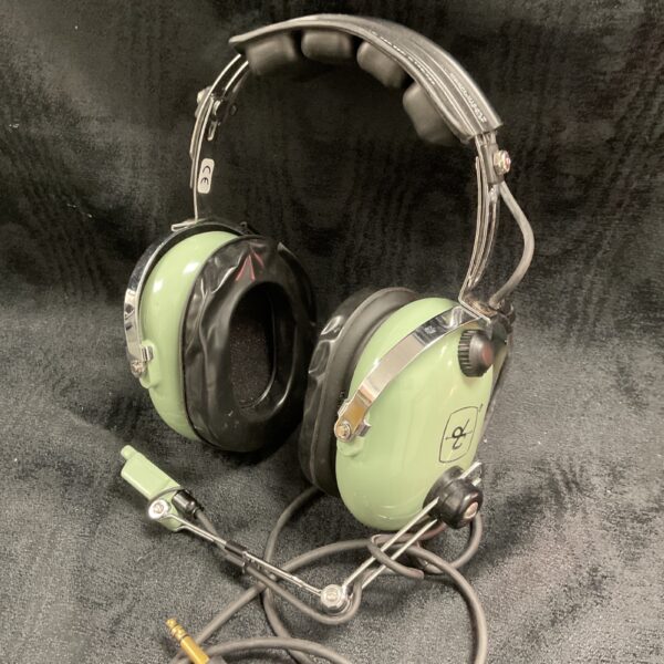 Vintage David Clark H10-40 aviation headset with boom microphone.