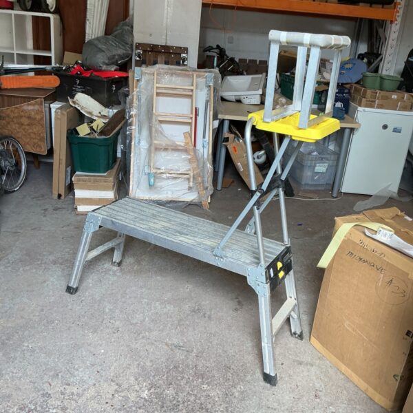 Aluminium decorators platform steps, folding for easy storage.