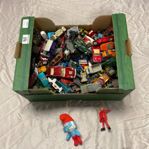 Large collection of vintage diecast cars including Corgi and Matchbox models.