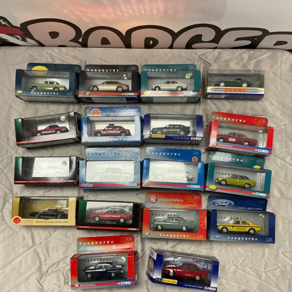 Diecast model car collection including Corgi and Vanguards models.
