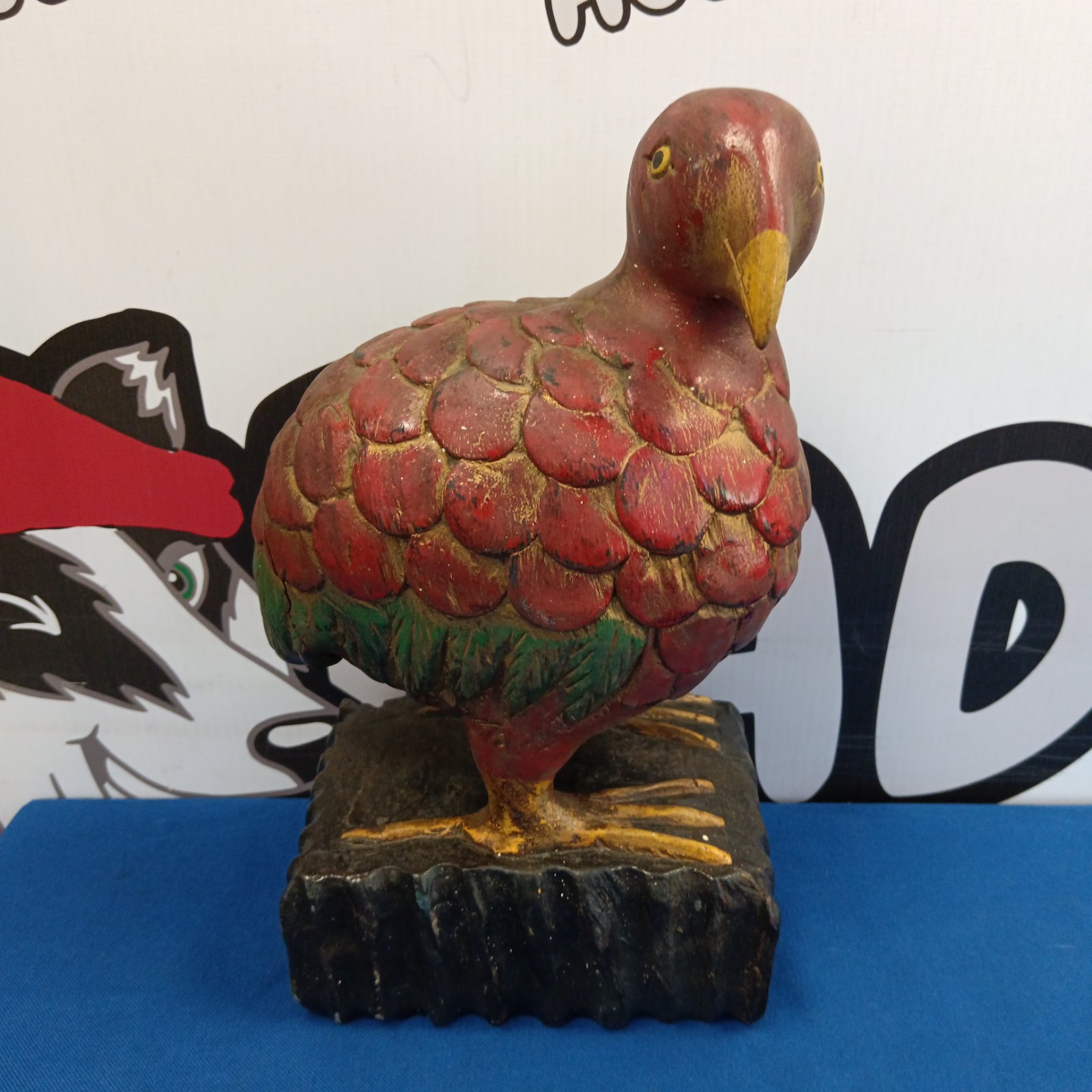 Vintage carved wooden dodo bird sculpture, a unique collectible.