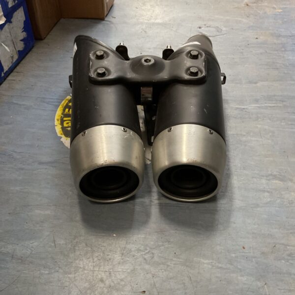 Pair of Ducati Hypermotard exhaust silencers in used condition.