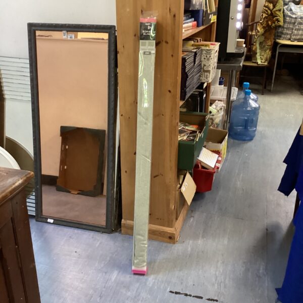 Dunelm blackout Roman blind measuring 122cm by 134cm, in used condition.