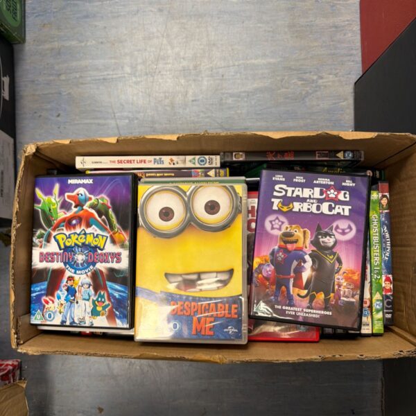 Mixed DVD lot with family and animated movies, including Pokemon and Despicable Me.