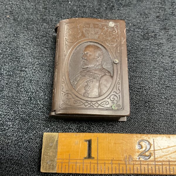 Antique Edward VII vesta case with embossed portrait.