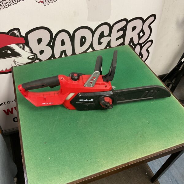 Einhell cordless chainsaw for garden and DIY tasks.