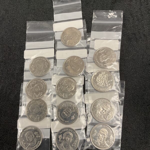 Eleven England football squad medals from 2004, collectible sports memorabilia.
