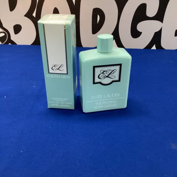 Vintage Estee Lauder Body Satinee perfume spray bottle.