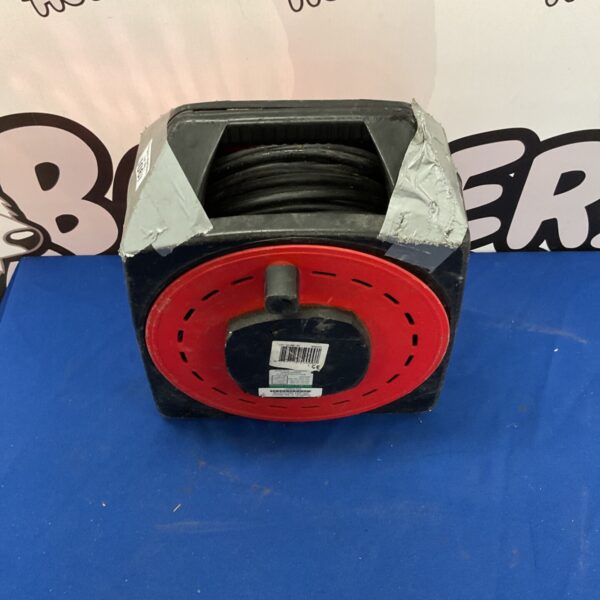 Black 50-meter extension lead reel with four sockets.