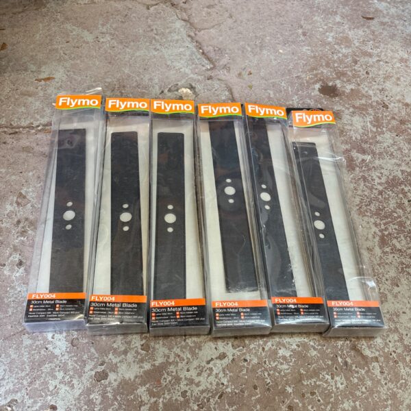 Lot of six Flymo FLY004 metal lawnmower blades.