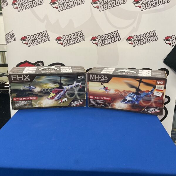 Force RC helicopters lot including FHX Strike and MH-35 Defence models.