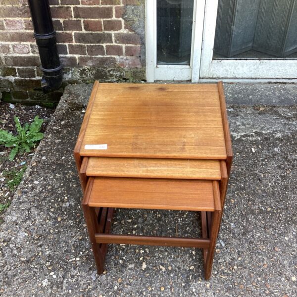 Vintage G-Plan Quadrille teak nesting tables in a 1960s style.