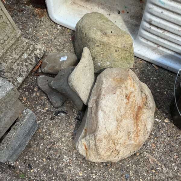 Lot of six natural garden stones for garden landscaping.