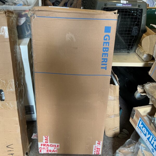 Geberit concealed cistern kit in original packaging, ready for bathroom installation.
