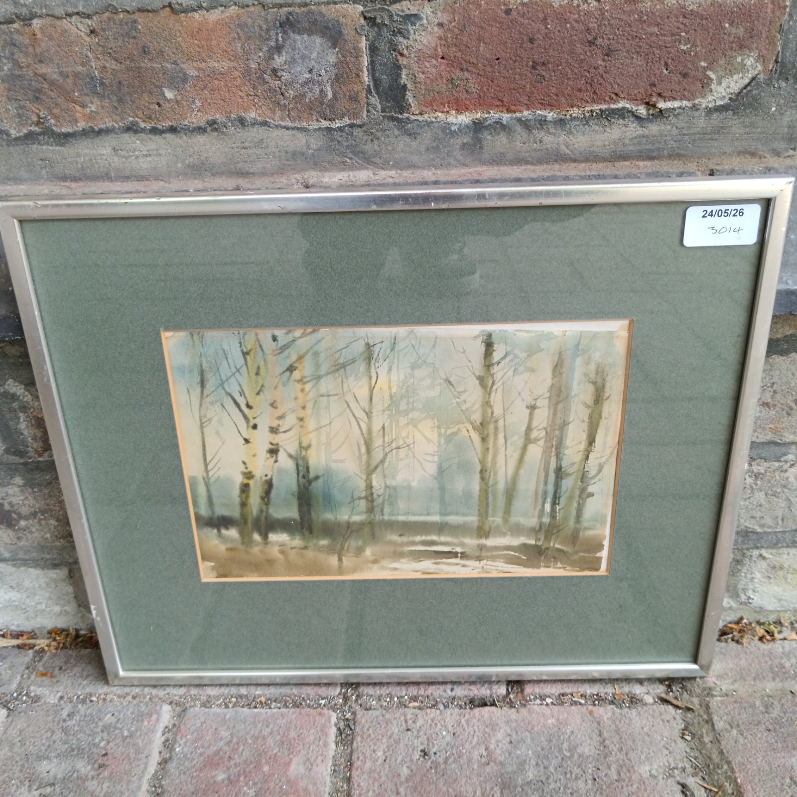 Framed George Kadina watercolour painting of woods near Moscow.