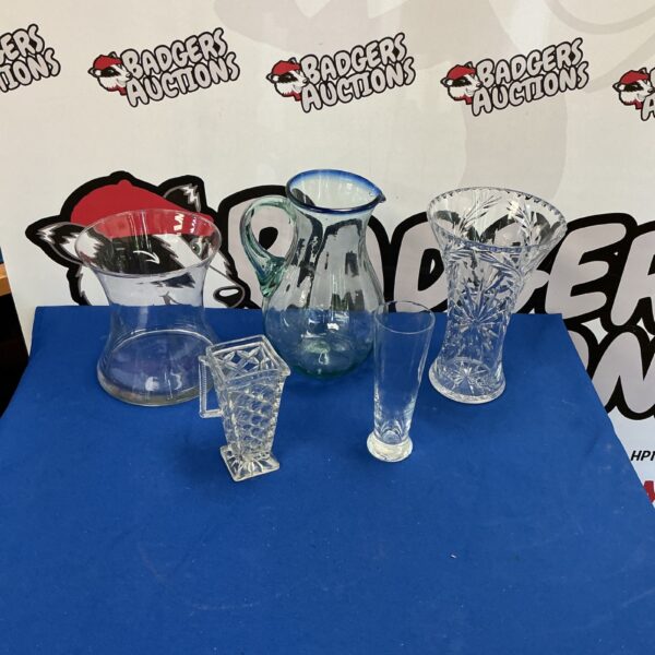 Vintage glass vases and jugs collection for home decor.