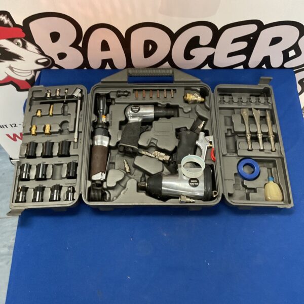Golden Hawk 71-piece air tool kit with impact wrench and accessories.