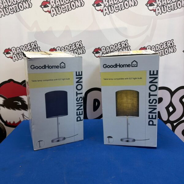 Pair of GoodHome Penistone table lamps for modern interiors.