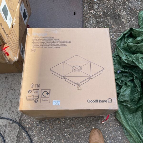 GoodHome square parasol bases in original packaging.