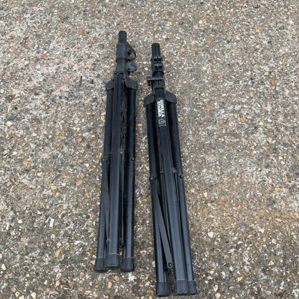 Black Gorilla Stands tripod for photography lighting equipment.