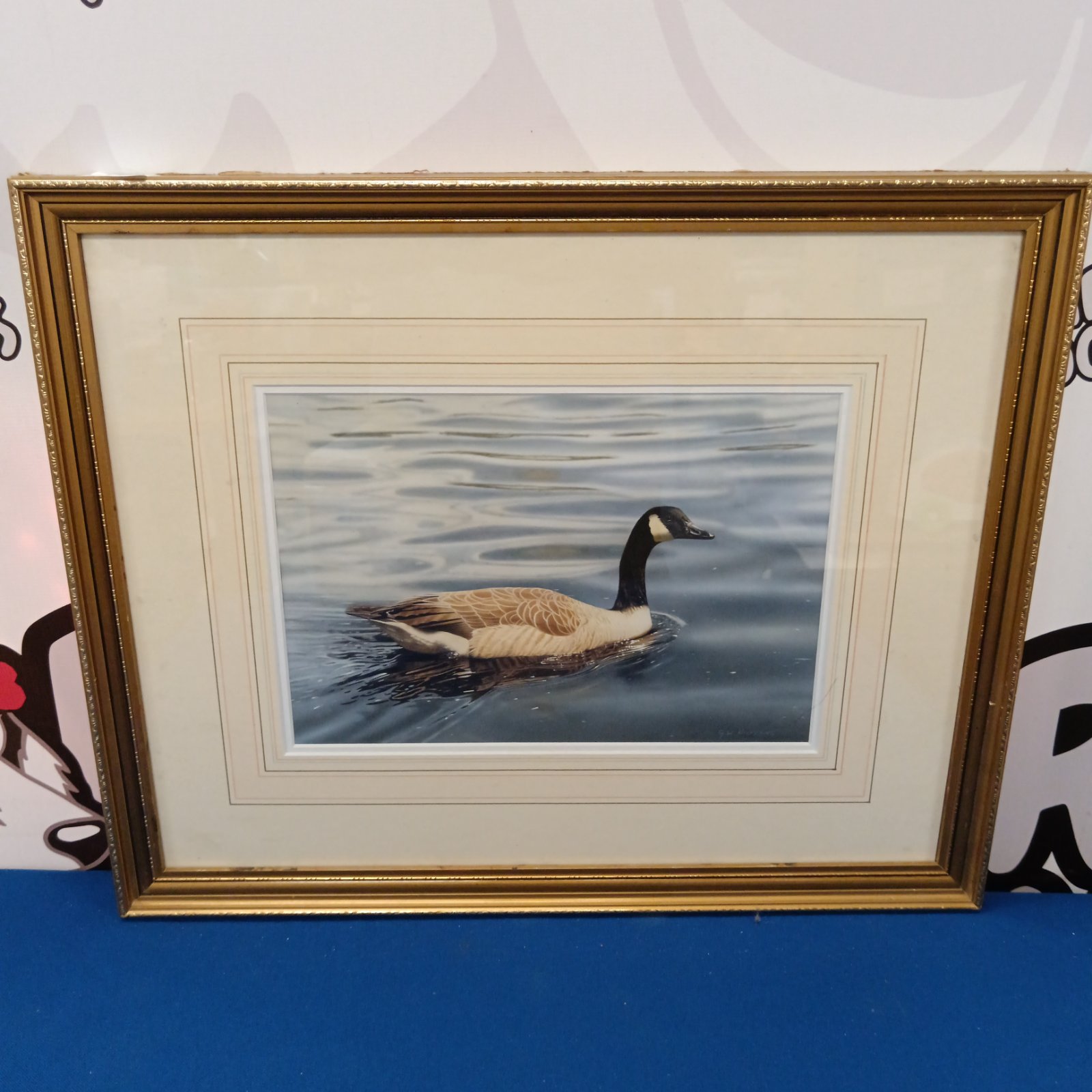 Vintage watercolour painting of a Canadian goose by G W Pickering.