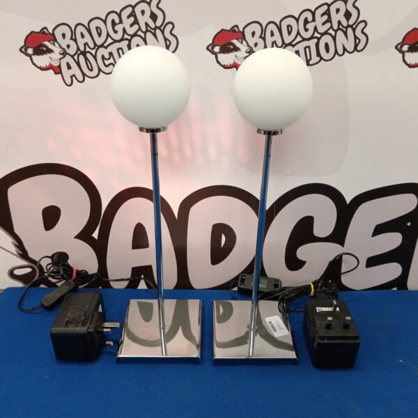 Pair of Habitat Concord table lamps with chrome stems.