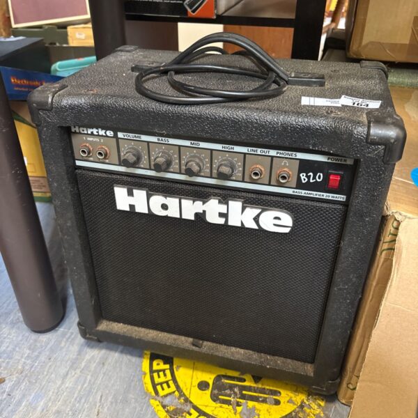 Vintage Hartke B20 bass amplifier, front view.