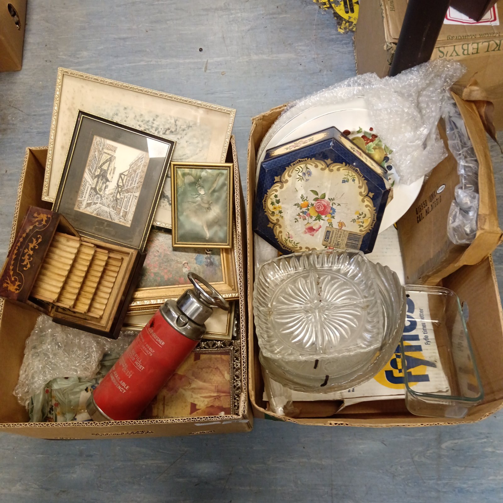 Mixed house clearance lot with vintage items and collectibles.