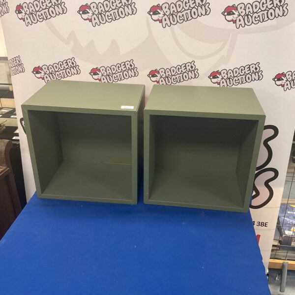 Pair of IKEA Eket wall mounted storage shelves.