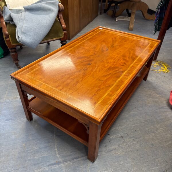 Vintage walnut low level inlaid coffee table 41.5” length x 24” width x 16” height approx