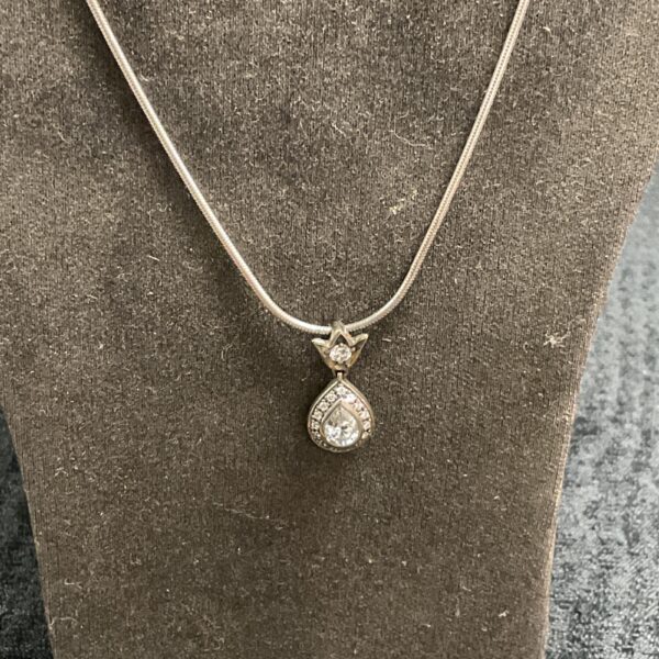 Althorpe, ancestral home of Princess diana 925 silver snake link 18” crown drop pendant necklace