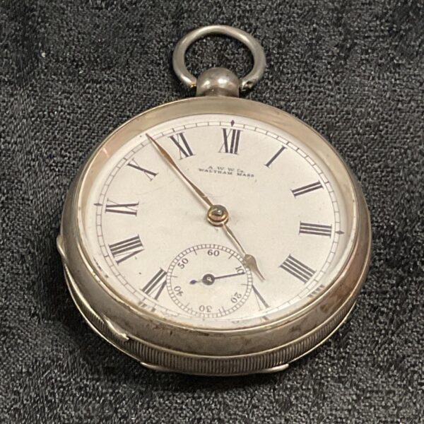 A. W. W. co waltham Mass Hallmarked silver waltham pocket watch