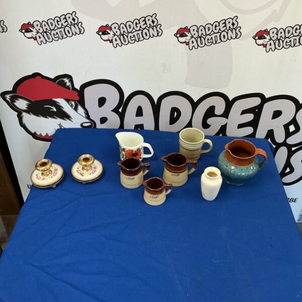 Collection of mixed pottery items inc Measuring jugs