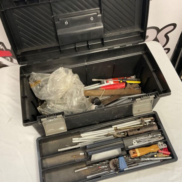 Tool box with mixed tools and parts