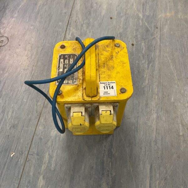 Yellow industrial step down transformer for power tools.