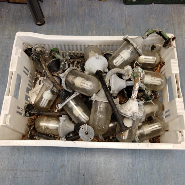 Lot of vintage industrial swan neck wall lamps in unrestored condition.