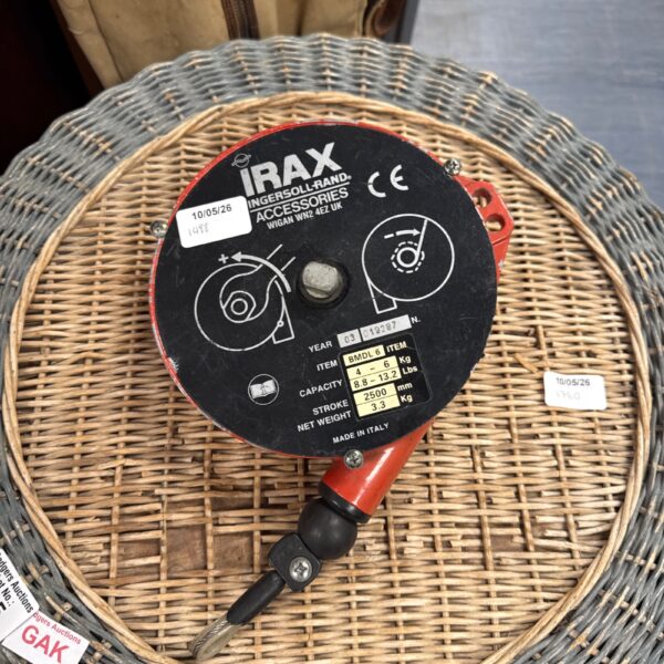 Close-up of the Ingersoll Rand Irax BMDL 6 winch with visible markings.