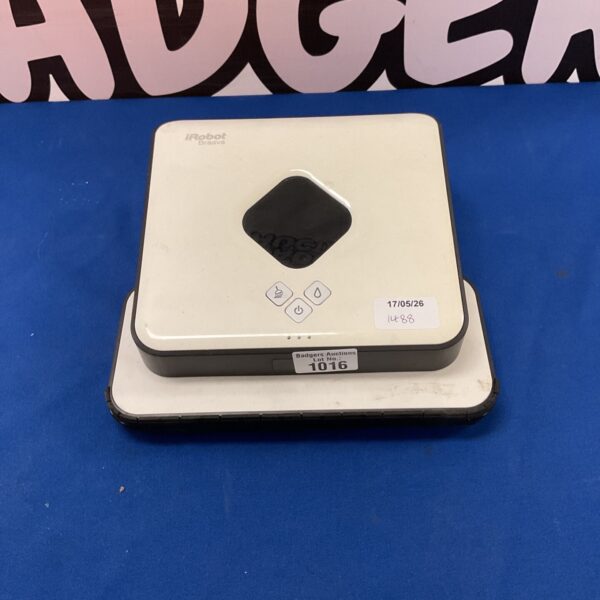 White iRobot Braava 320 robotic floor mop for hard floors.