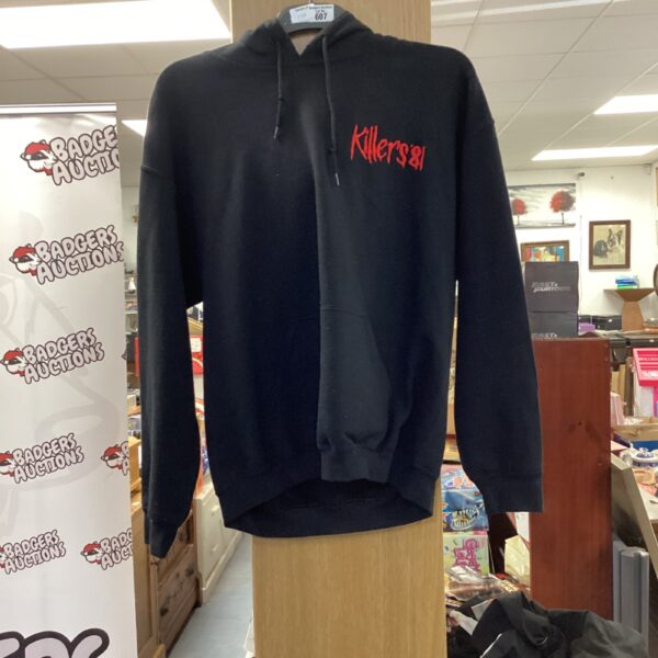 Black Iron Maiden Killers hoodie with logo on the front.