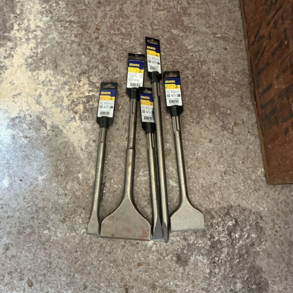 Irwin SDS chisel set for masonry and concrete demolition.
