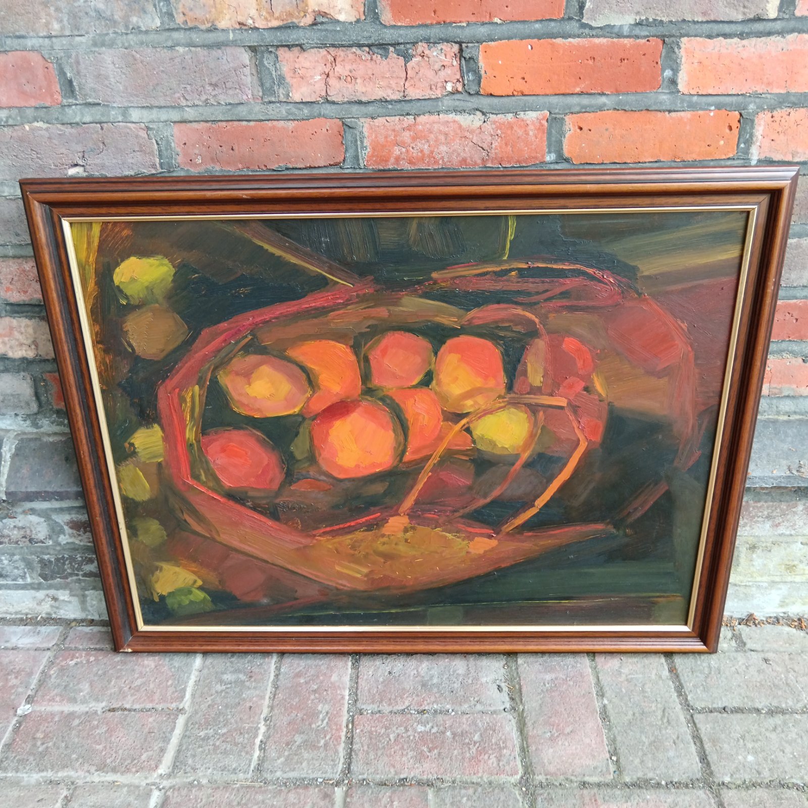 Vintage John Phillips Barnes still life painting of oranges and fruit.